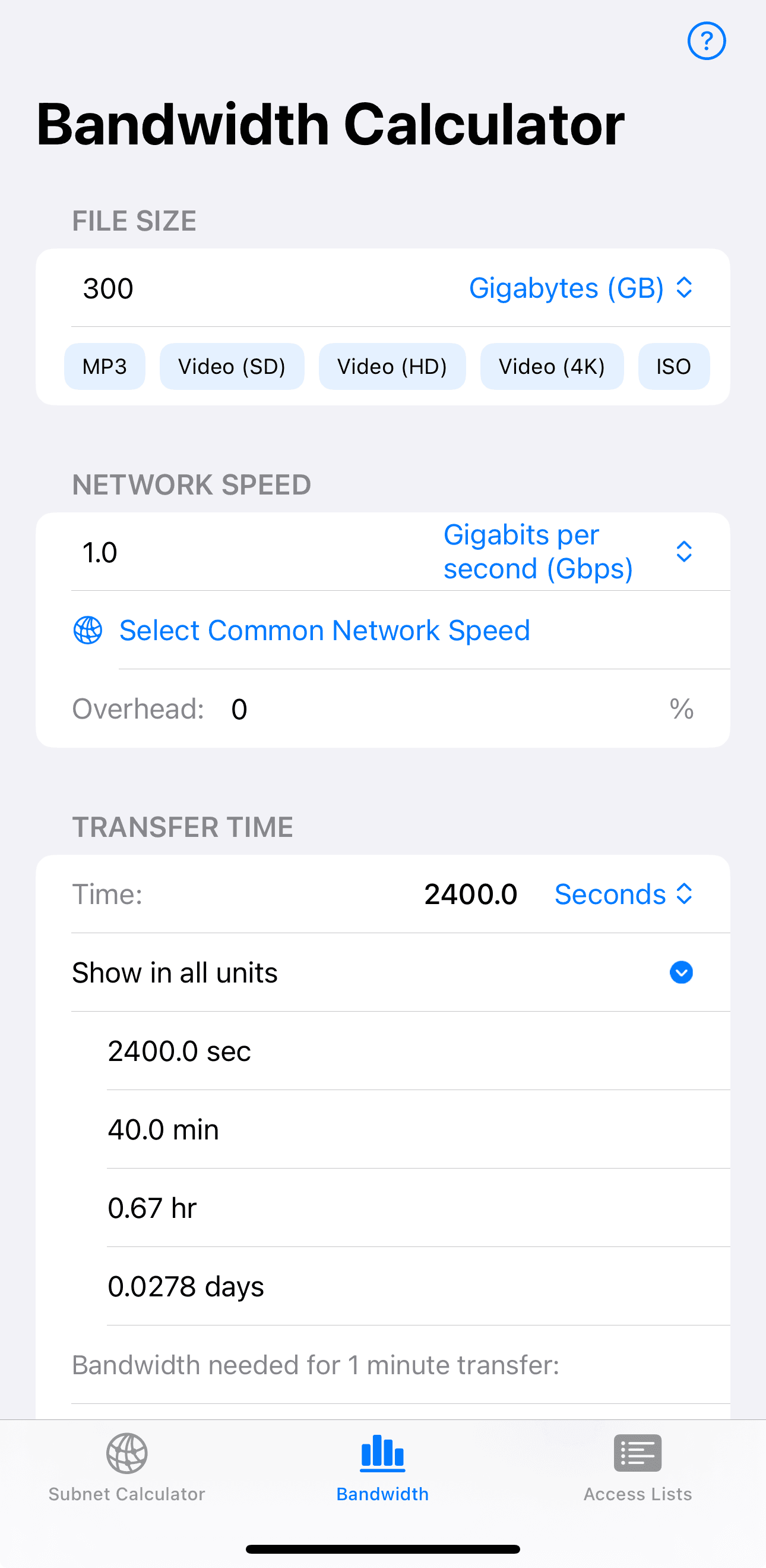 Bandwidth Calculator