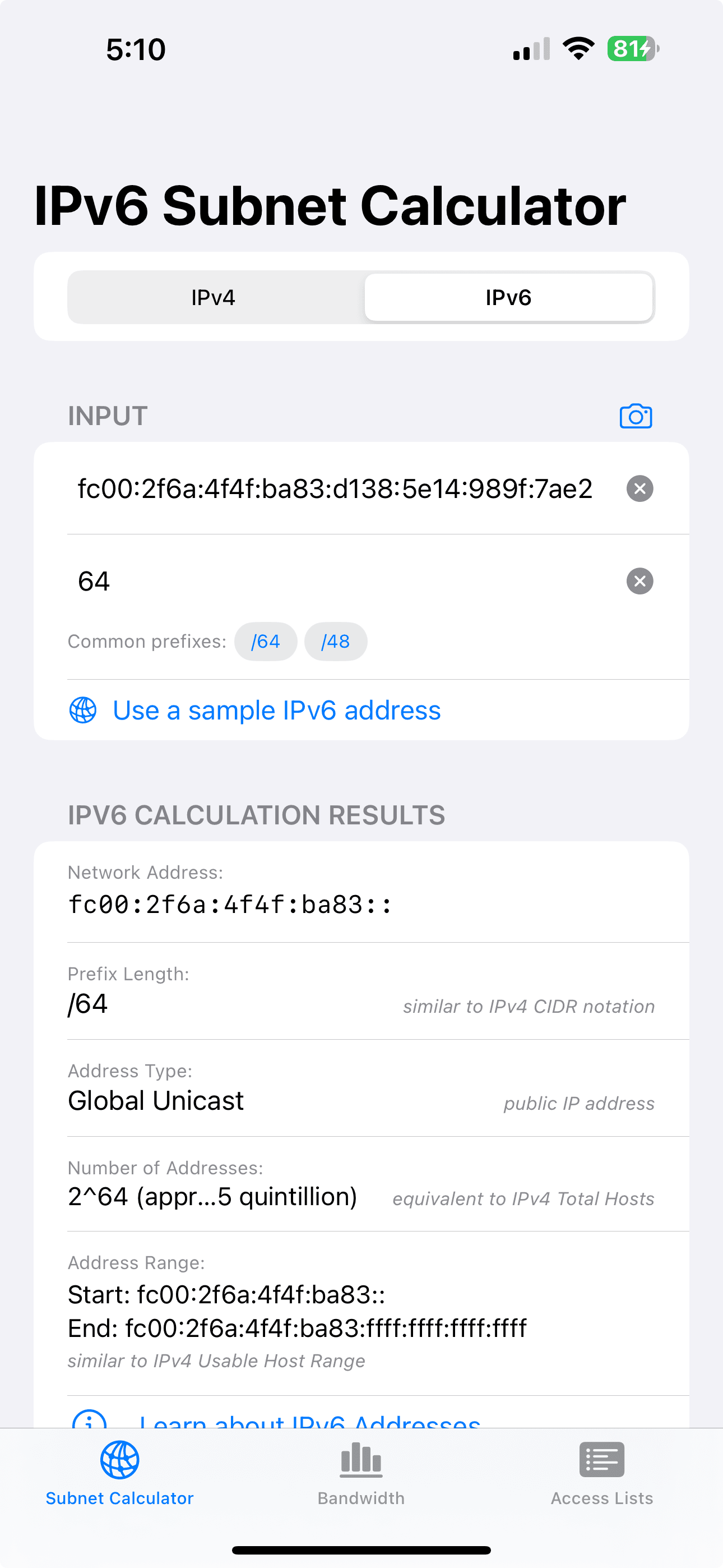 IPv6 Calculator